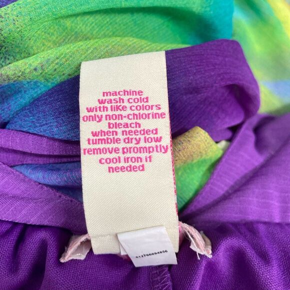 Candies Womens Sz L Maxi Dress V Neck Purple Green Blue Pullover Party Beach - Picture 10 of 11